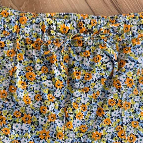 Land N Sea Vibrant Floral High Waist Women's Shorts Linen Blend Size L - Picture 2 of 5